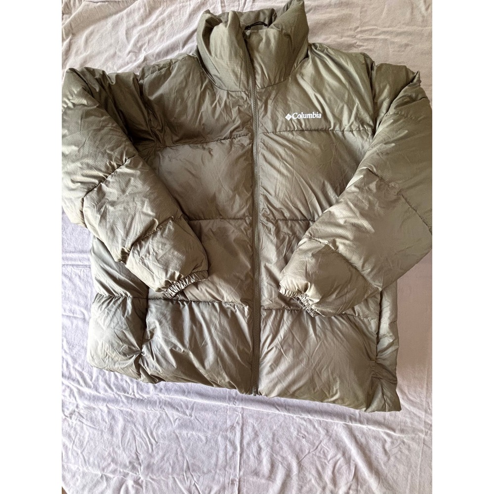 Columbia Puffer Jacket Mens XXL Olive Green Ripstop Insulated Full Zip Coat